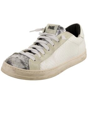 P448 Sneakers Leather White and Silver Low-Top Size 38 (7.5)
